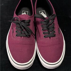 Vans Burgundy Canvas Low-Top Sneakers with Black Laces